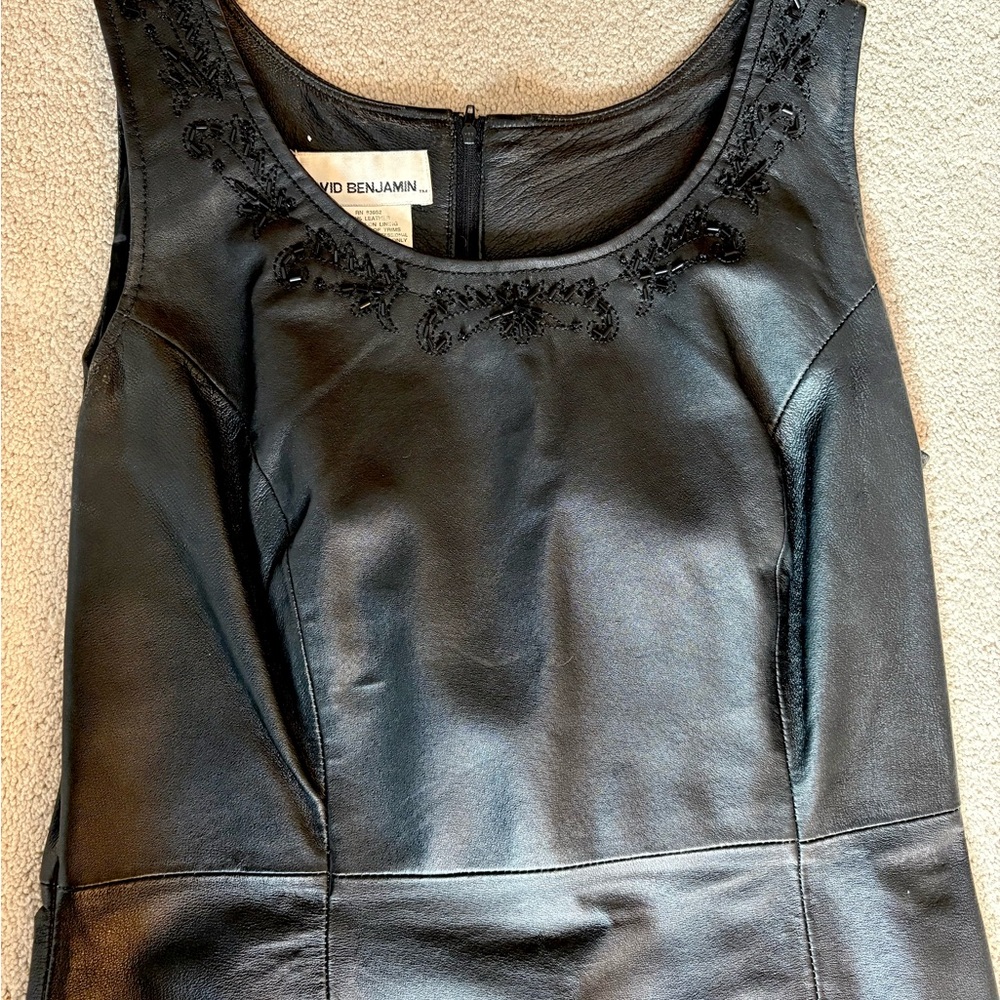 David Benjamin Black Leather Sequin Sleeveless Co… - image 2